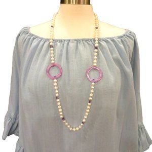 Khalsa Freshwater Pearl And Amethyst Necklace - image 1